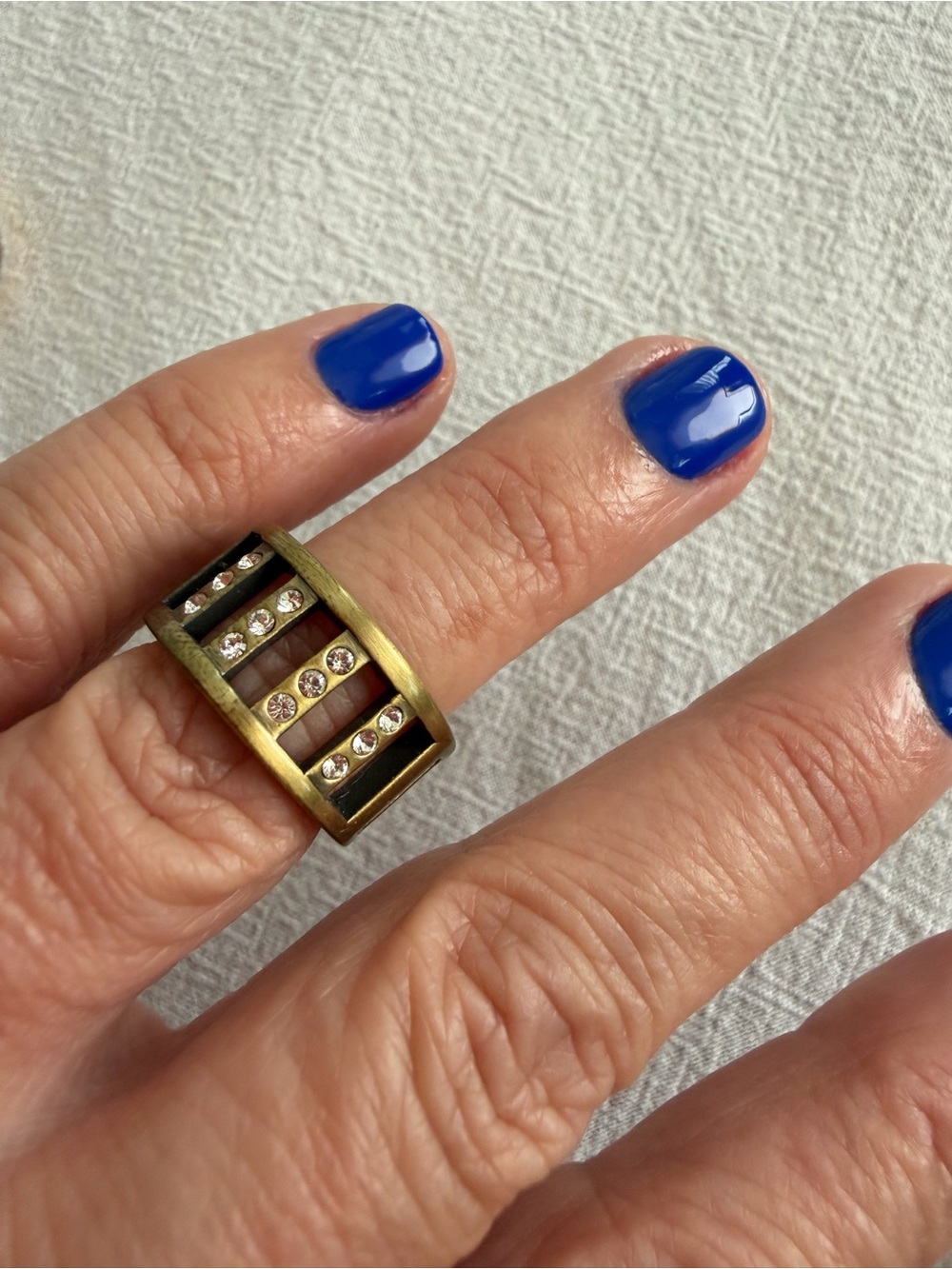 Gold-Tone Rhinestone Statement Ring - Picture 4 of 7